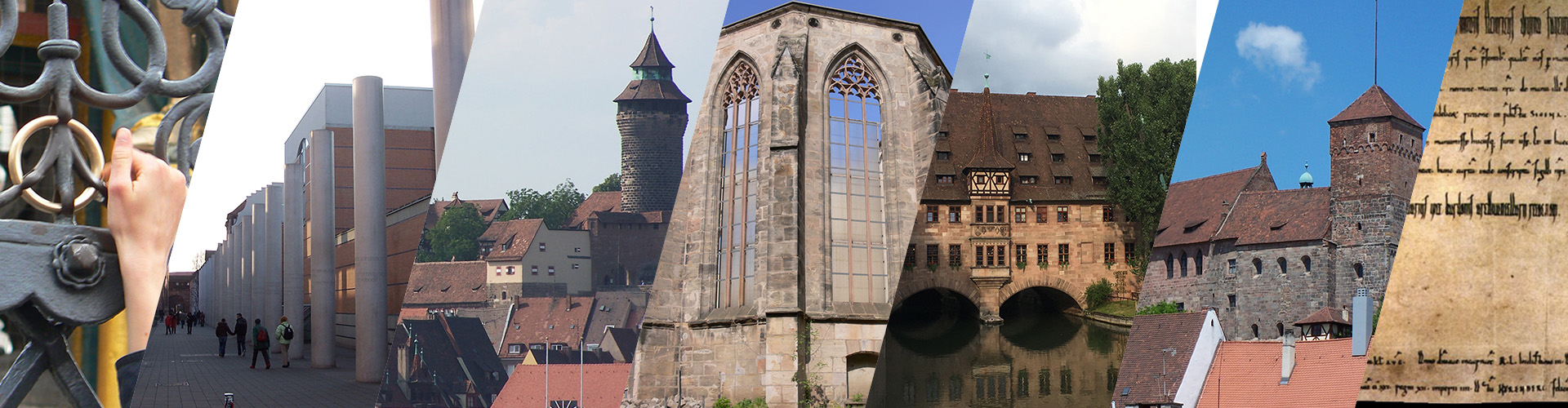 Ring am Schönen Brunnen, Straße der Menschenrechte, Sinwellturm, Katharinenkloster, Heilig-Geist-Spital, Burggrafenburg, Sigenaurkunde